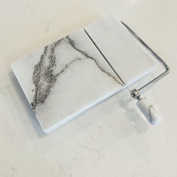 Classic Gray/White 8" x 5" Italian Marble Cheese Slicer - Picture 1 of 7